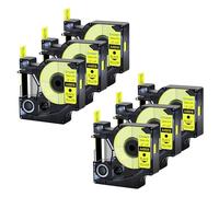 Lot de 6 ruban compatibles Dymo D1 45018 Noir sur Jaune 12 mm | 7 m S0720580 Ruban d'étiquettes compatible avec Dymo Label Manager 160 210D 260P 280 360D 420P Label Point Label Writer