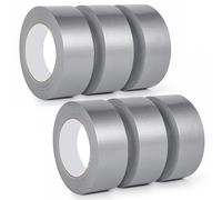Lot de 6 rubans adhésifs argentés 48 mm (l) x 45 m (L), ruban adhésif résistant à l'eau - Ruban adhésif gris idéal pour réparer, emballer des boîtes d'emballage solides - Ruban adhésif en tissu