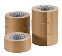 Lot de 6 Rubans Adhésifs Kraft Brun Écologiques | 48mm x 50m | Sans Plastique | Papier Recyclé et Recyclable | Déchirable à la Main, Silencieux, Hotmelt Haute Adhésivité, Cartons et Emballages