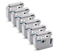 Lot de 6 rubans adhésifs M-K231 compatibles avec Brother P-Touch MK231 M-K231s - Noir sur blanc - 12 mm - Pour étiqueteuse Brother PT-M95 PT-90 PT-70 PT-65 PT-45 - 8 m
