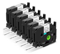 Lot de 6 rubans compatibles avec Brother P-touch 12 mm TZe-231 Tz Tape 12 mm 0,47 blanc TZe231 AZe231 P touch blanc laminé pour Brother Ptouch H100LB H105 1010 H107 1000 1005 Noir sur blanc