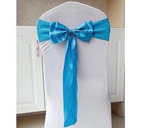 Lot de 6 rubans de chaise extensibles en élasthanne pour décoration de fête de mariage, anniversaire, banquet, Noël ou événements, décoration de chaise, nœud bleu lac