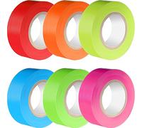 Lot de 6 rubans de signalisation néon multifonction de 2,5 cm de large, non adhésifs pour frontières et zones dangereuses, utilisation à la maison et au travail, 6 couleurs