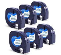 Lot de 6 rubans d'étiquettes compatibles avec DYMO LetraTag 91201 S0721610 Noir sur blanc Plastique Compatible avec DYMO LetraTag LT-100H, LT-100T, LT-110T, QX 50, XR, XM Label Makers