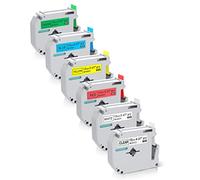 Lot de 6 rubans d'étiquettes multicolores compatibles avec Brother P Touch M Tape M-K231 MK231 M-K131 431 531 631 731 12 mm M pour étiqueteuses Brother PT-M95 PT-90 PT- PT-65 PT-70 PT-85