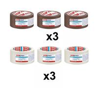 Lot De 6 Rubans Emballage Adhésif Tesa 66m X 50mm Transparent Et Havane