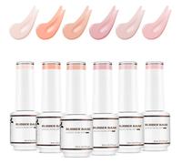 Lot De 6 Rubber Base Vernis Semi Permanent Gel, Base Coat Naturel Nu Rose Uv Led Gel Polish Renforcement Et Réparation De Ma[YG594]