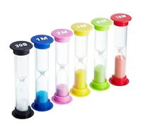 Lot de 6 sabliers colorés - Large gamme de 30 secondes à 10 minutes - Pour cuisine, étude, exercice, jeu