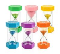 Lot de 6 sabliers colorés pour Enfants - 1/3/5/10/15/30 Minutes - Minuteur de Couleur - Minuteur pour la Vie des Enfants - Apprentissage, minuterie de Jeu - Cadeaux créatifs (6)