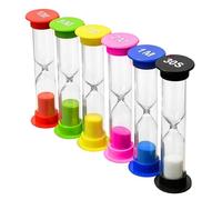 Lot de 6 sabliers pour enfants - 30 secondes, 1, 2, 3, 5 et 10 minutes - Minuterie d'apprentissage et de jeu pour enfants, brossage des dents, devoirs, enseignement, vie quotidienne et jeu - Compact