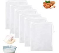Lot de 6 Sac a Lait Vegetal,20x30cm Réutilisables Mousseline Alimentaire - En nylon bio - Avec Cordon de Serrage - Cheese Cloth Pour Fromage,Jus de fruits,Café,Jus de Légumes,etamine alimentaire