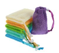 Lot de 6 sachets à savon avec cordon de serrage pour savon solide - Filet à savon pour douche - Double couche - Filet en mousse épaisse - Économiseur de savon pour mousser et sécher