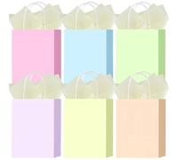 Lot de 6 Sachets Cadeaux - Motif Macaron pastel, sacs en papier avec poignées torsadées 22×16×8 cm. Parfaits pour anniversaires, fêtes, baby shower, Noël et cadeaux pour enfants et adultes.