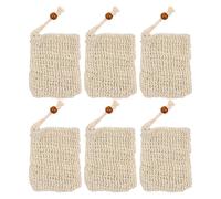 Lot De 6 Sachets De Séchage De Savon Beiges ¿ Pochettes À Cordon En Coton Et Lin Pour Le Visage Et Le Corps, Design En Maille Pour Une Mousse Riche