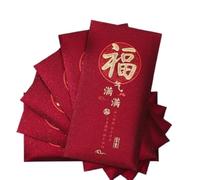 Lot de 6 sacs à billets 2025, pochettes pour bénédiction, enveloppe cadeau, sac cadeau de mariage, décoration de l'année chinoise Hong Bao (style 2)