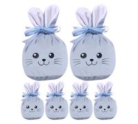 Lot de 6 sacs à bonbons en cordon de Pâques avec cordon de serrage, pour fête, printemps, maison, bureau, famille, filles, garçons, snacks, bonbons