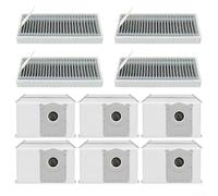 Lot de 6 sacs à poussière et 4 filtres | Pour ECOVACS pour Deebot X11 Pro pour Omni X11 | Sacs de station de base auto-vidés | Filtres non tissés lavables pour aspirateur robot