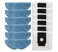 Lot de 6 sacs à poussière et serpillères de rechange pour Tapo RVA300 RV10 Plus - Chiffons en microfibre avec joint solide pour un nettoyage efficace de l'aspirateur (noir)