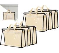 Lot de 6 sacs à poussière transparents pour sacs à main, organiseurs de rangement avec fermeture éclair et poignée pour le rangement suspendu