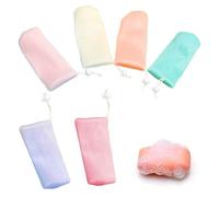 Lot de 6 sacs à savon exfoliants multicolores en maille pour la douche - Avec cordon de serrage - Pour le nettoyage du corps et du visage - 5 couleurs - Réutilisables