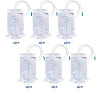 Lot de 6 sacs à urine de 500 ml : sac de jambe pour le drainage de l'urine, sac de collecte d'urine, sac de drainage avec 2 sangles, poche d'urine avec valve et évacuation en T, sac de drainage