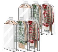 Lot de 6 sacs à vêtements transparents de 152,4 cm pour le rangement avec soufflet de 25,4 cm, housses de vêtements respirantes pour suspendre des vêtements, housses de sacs de costume pour placard