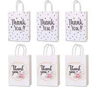 Lot De 6 Sacs Cadeaux De Remerciement En Papier Kraft Blanc Avec Poignées ,21 X 15 X 7,9 Cm ,Mariage ,Fête Prénatale ,Anniversaire
