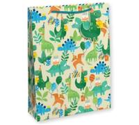 Lot de 6 sacs cadeaux dinosaures avec étiquettes, grande taille 45 cm x 33 cm x 15 cm