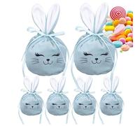 Lot de 6 sacs cadeaux en forme de lapin de Pâques, portables et légers, réutilisables, compacts, pour fête, anniversaire, adolescente, fille