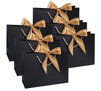 Lot de 6 Sacs-Cadeaux en Papier Avec Ruban, Grands Avec Anse pour Anniversaire, Mariage, Festival, Noël - 28 x 20 x 10 cm