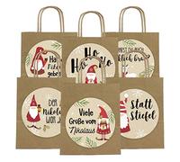 Lot de 6 sacs cadeaux pour la Saint-Nicolas, 18 cm x 22,5 cm x 8 cm avec autocollants XXL - Emballage pour la fête de la Saint-Nicolas - Sac à anses Motif lutin
