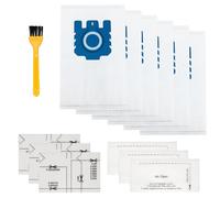 Lot de 6 sacs d'aspirateur 3D pour Miele S8340, S8360, Complete C3, Classic C1, Hyclean GN & Pure, avec 3 ouates filtrantes et 1 brosse, compatibles avec les séries S8000, S5000, S2000, S800, S600