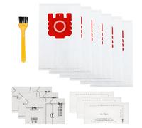Lot de 6 sacs d'aspirateur 3D pour Miele S8340, S8360, Complete C3, Classic C1, Hyclean GN & Pure, avec 3 ouates filtrantes et 1 brosse, compatibles avec les séries S8000, S5000, S2000, S800, S600