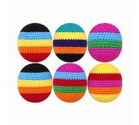 Lot de 6 sacs de pieds faits à la main au crochet - Balles robustes tricotées multicolores - Pellets de plastique doux pour jeux de plein air, jeux de campus, jeux de plage, fête en intérieur, cadeau