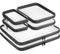 Lot de 6 sacs de rangement de voyage transparents durables, 2 grands, 2 moyens, 2 petits, coque rigide transparente à fermeture éclair, trousse de toilette de voyage en plastique rigide pour femme