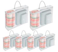 Lot de 6 sacs de rangement pour vêtements en PVC transparent avec fermeture éclair renforcée et poignée renforcée - Anti-poussière - Sacs de déménagement pour pull, drap de lit, couette - 40 x 30 x 10
