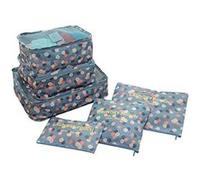 Lot de 6 sacs de voyage aux motifs imprimés (Fleur / Bleu) bleu G