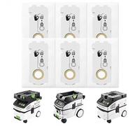 Lot de 6 sacs filtrants SelfClean SC-FIS-CT MINI/MIDI-2/5 compatibles avec les sacs d'aspirateur Festool CT Mini/CT Midi/CT Midi I/CTC Mini/Midi/CT 15