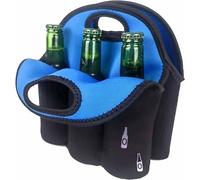 Lot de 6 sacs isothermes pour porte-bière, porte-bière isolé en néoprène pour bouteilles de bière, sac fourre-tout extérieur pour bière et boissons avec poignée de transport sécurisée Bleu ma