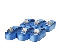 Lot de 6 Sangles d'arrimage avec Boucle, Ceinture à Blocage par Serrage, Sangles de Fixation Charge Max. 250 kg, Selon DIN en 12195-2, Longueur 3m Largeur 25mm, en Une pièce, Bleue
