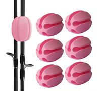 Lot de 6 sangles de support de canne à pêche à 5 trous, en silicone extensible, pour canne à pêche, rose