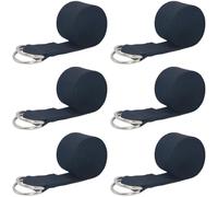 Lot de 6 sangles de yoga noires en nylon pour étirements, 183 x 3,8 cm, ceinture robuste à double anneau en D pour yoga, Pilates, rééducation physique, souplesse, fitness