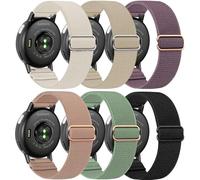 Lot de 6 sangles élastiques Solo Loop de 42 mm pour Garmin Vivoactive 6/5/3/3 Music/Forerunner165/55/645/245/570 - Tissu doux et extensible réglable de 20 mm pour homme et femme