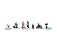 Lot de 6 Santons Village de Noël ""Sports d'Hiver"" 24cm Multicolore