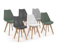 Lot de 6 scandinaves SARA mix color blanc, gris clair, gris foncé x2, vert x2 Multicolore G
