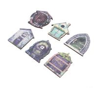 Lot de 6 sculptures murales, portes de jardin, cour, art miniature pour décoration de maison, nain de fée en bois pour arbres, clôtures, fée Mag