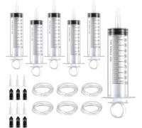 Lot de 6 seringues de 100 ml avec tuyau et bouchon stériles emballées | Seringue de 100 ml sans aiguille pour laboratoires scientifiques, remplissage et mesure d'huile, applicateur de colle pour