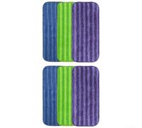 Lot de 6 serpillères réutilisables en microfibre pour balai Swiffer Wetjet Wetjet - Lavables en machine jusqu'à 100 fois - 30 x 14 cm - Violet/vert/bleu