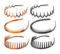 Lot de 6 Serrage-têtes Dentelés Élastiques, Coiffes Discrètes | Résine Plastique Légère, Maintien Stable, pour Frange et Cheveux Longs, Yoga, Voyage, Maison ou Salon