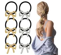 Lot de 6 serre-têtes en or et argent avec nœuds pour cheveux, accessoires de décoration pour bandeau élastique pour cheveux dorés, élégants accessoires pour cheveux en métal doré, accessoires